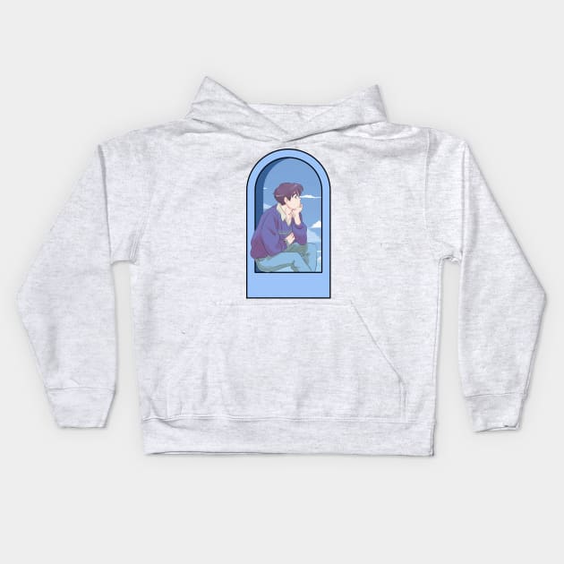 anime guy Kids Hoodie by purplecrowshub